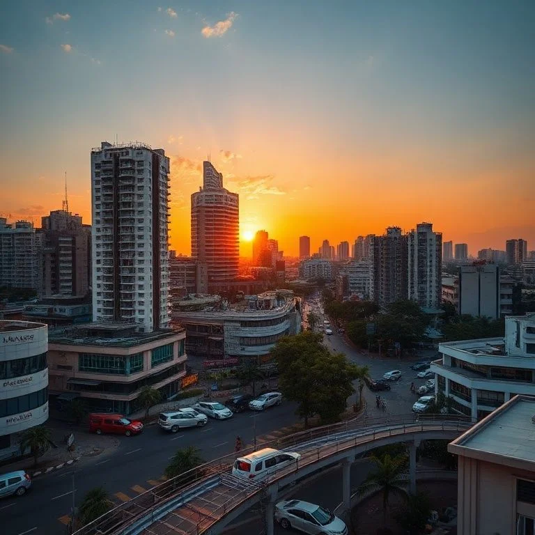AI_images/Colombo_City_50435a40.webp: A lush, meticulously designed urban park in Colombo, featuring winding pathways, vibrant flora, and modern art installations. The scene is bathed in natural light, evoking tranquility and community space. No people.